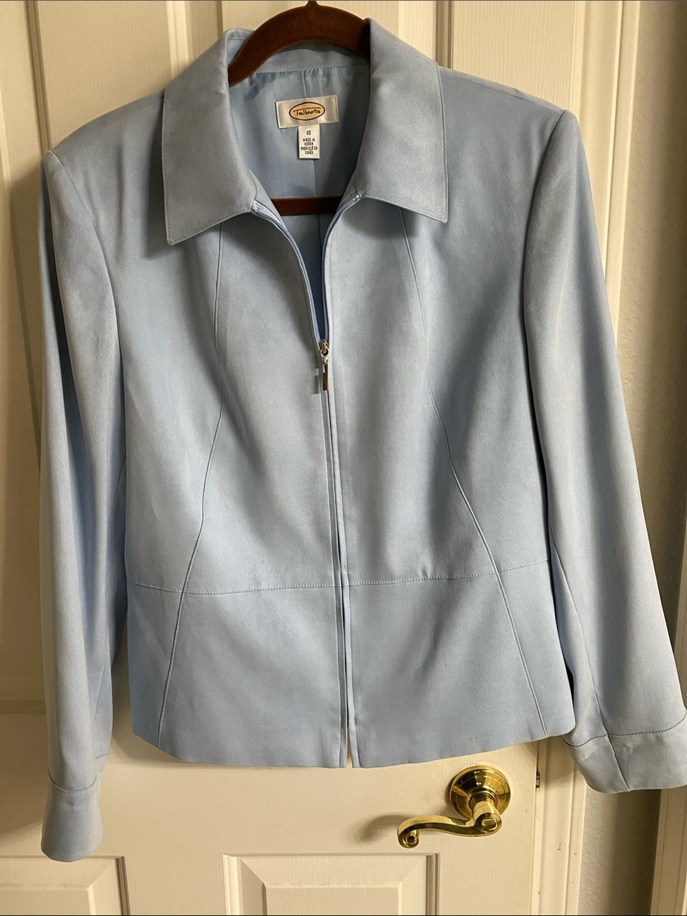 Talbots Light Blue Zip-Front faux suede Jacket